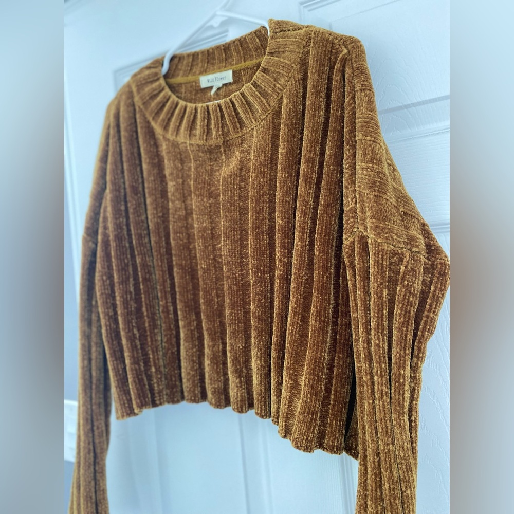 328$ Value! Free People Wild Flower 💛Golden Ribbed Cropped Sweater Size s/m